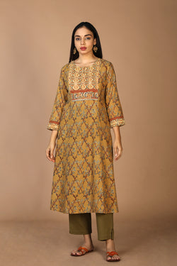 Collection of Ethnic embroidered Kalamkari kurti in a gallery layout