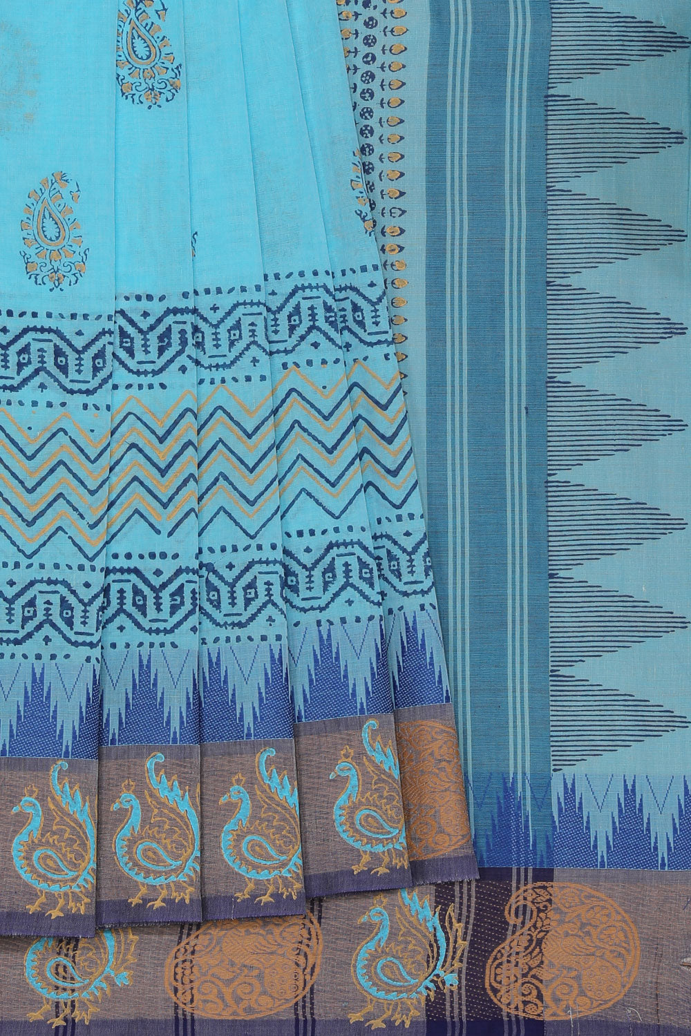 Collection of Hand block printed cotton saree in a gallery layout