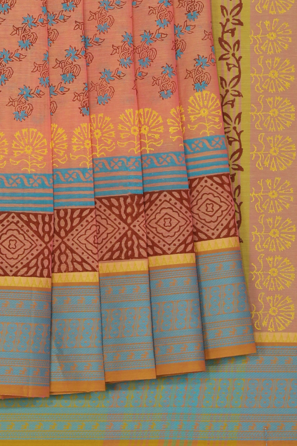 Collection of Hand block printed cotton saree in a gallery layout