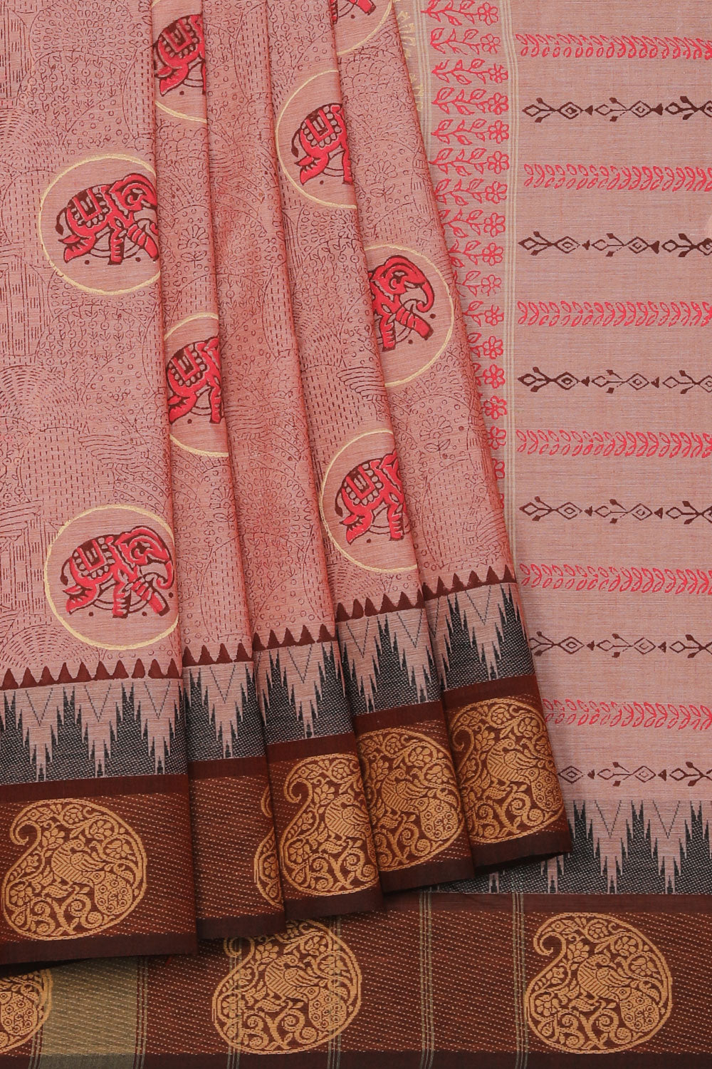 Collection of Hand block printed cotton saree in a gallery layout