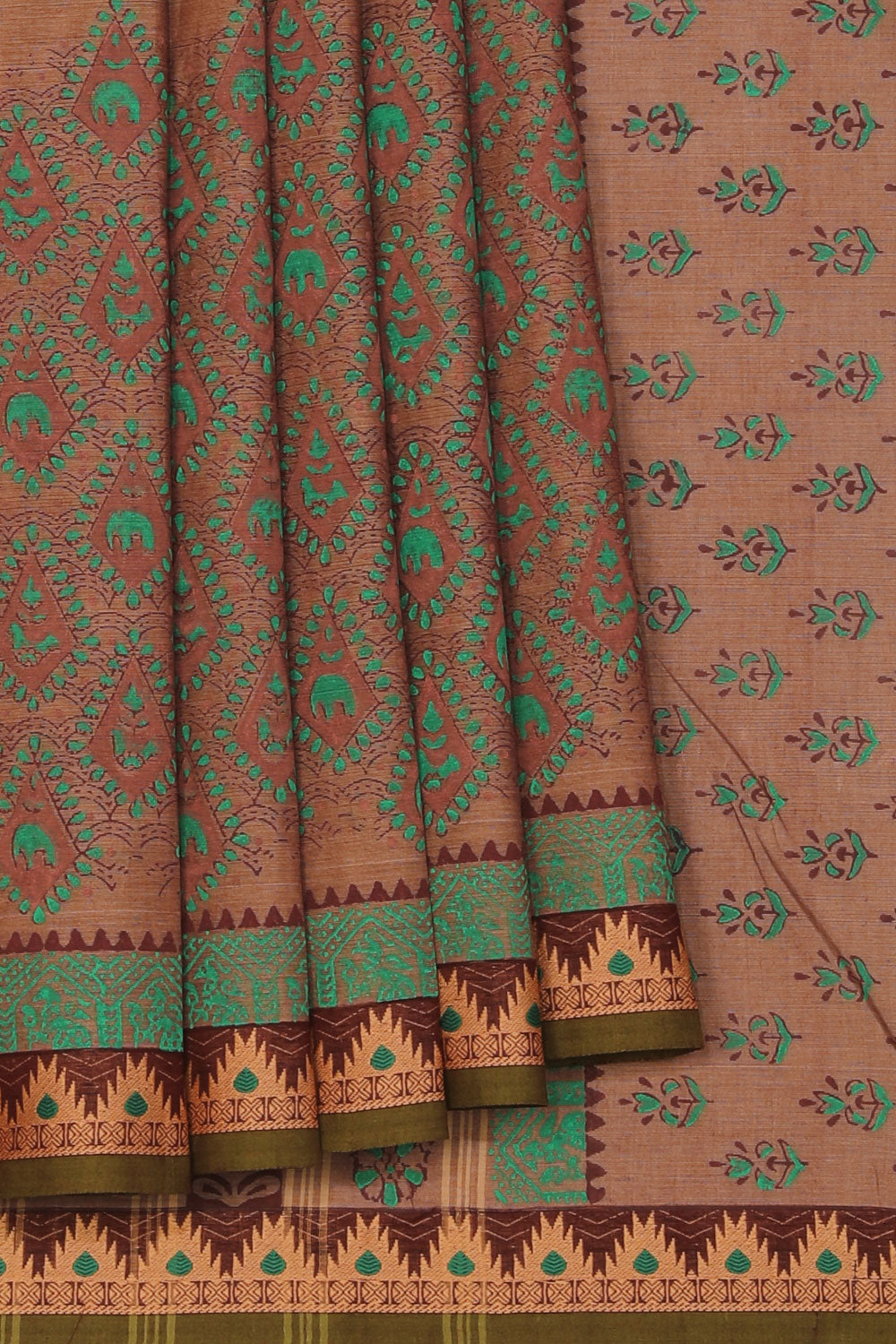 Collection of Hand block printed cotton saree in a gallery layout