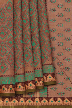 Image of Hand block printed cotton saree