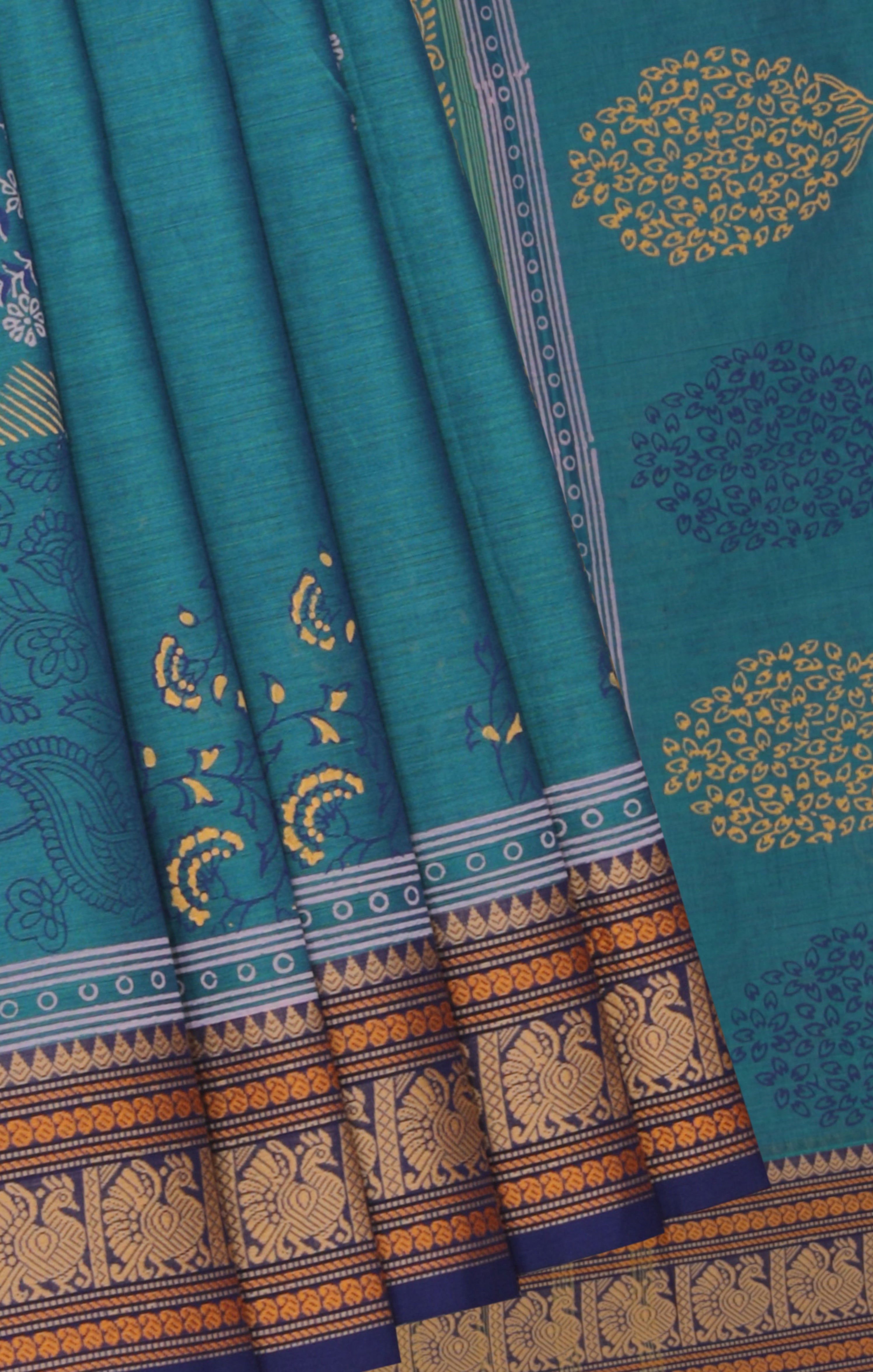 Collection of Hand block printed cotton saree in a gallery layout