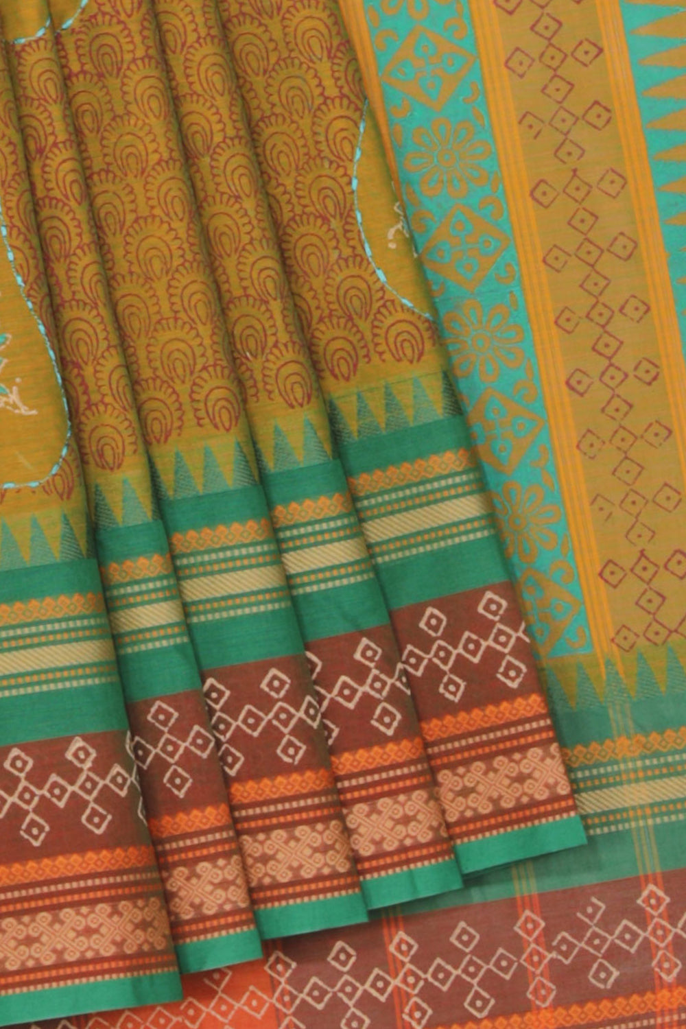 Collection of Hand block printed cotton saree in a gallery layout