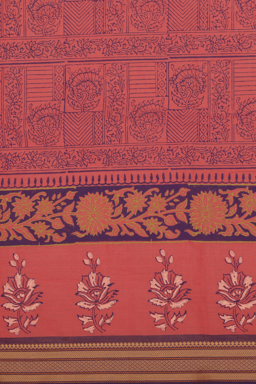 Image of Hand block printed cotton saree