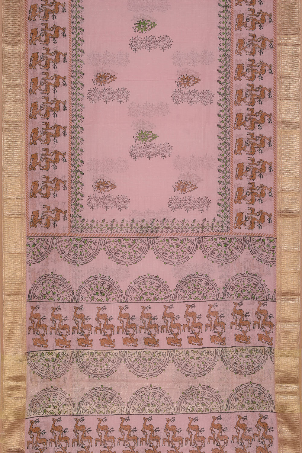 Hand block printed saree