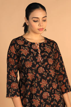 Collection of Cotton bagru kurti with pant in a gallery layout