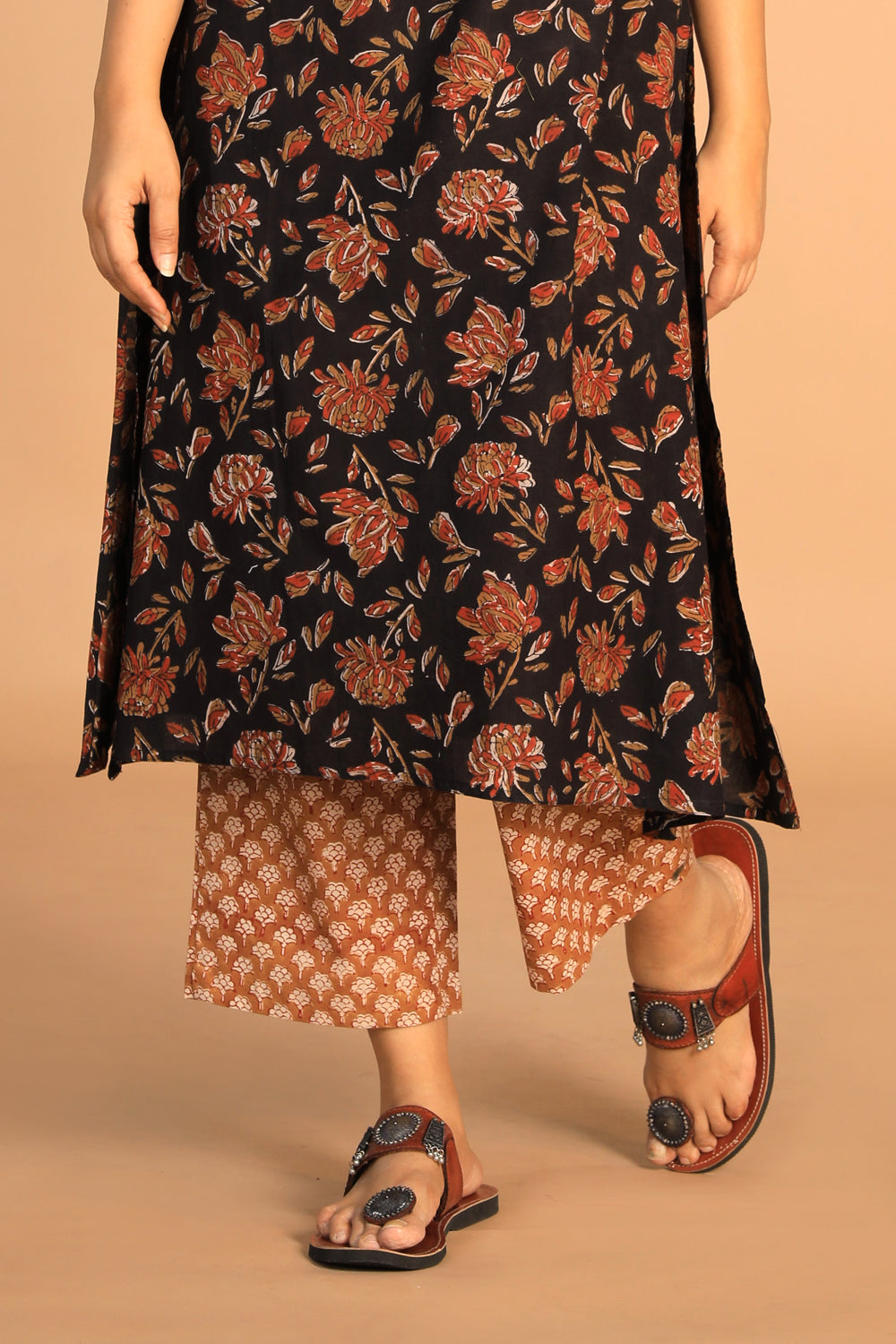 Collection of Cotton bagru kurti with pant in a gallery layout