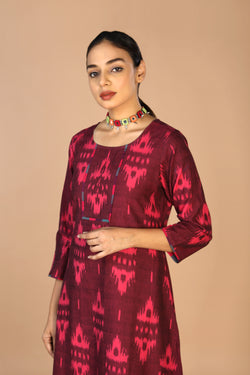 Collection of Pochampally Ikat kurti in a gallery layout