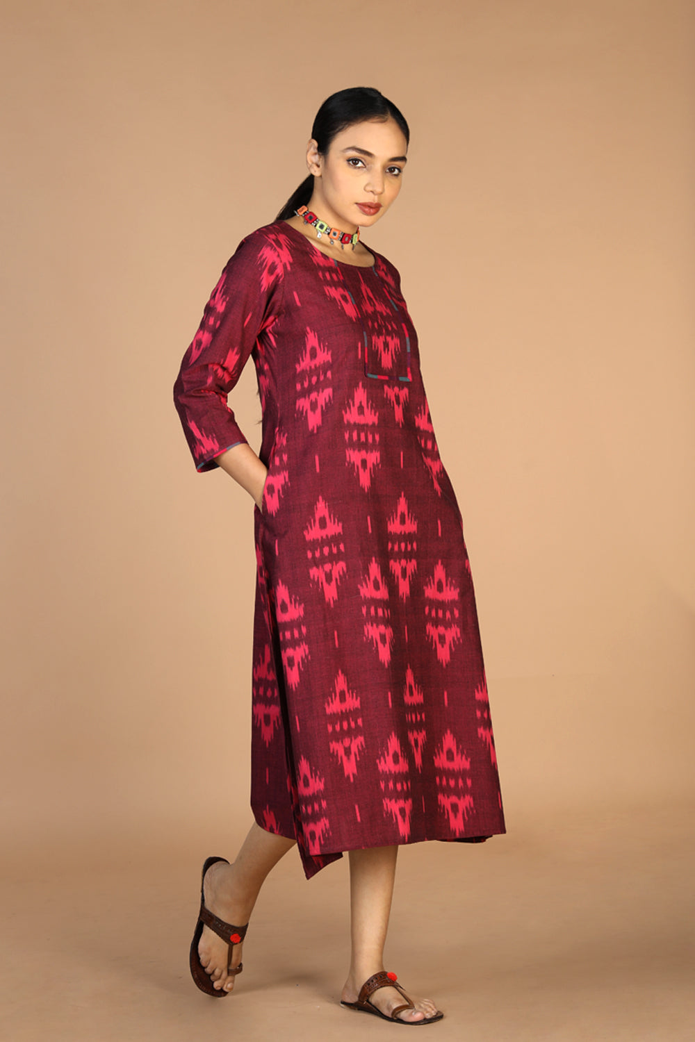 Collection of Pochampally Ikat kurti in a gallery layout