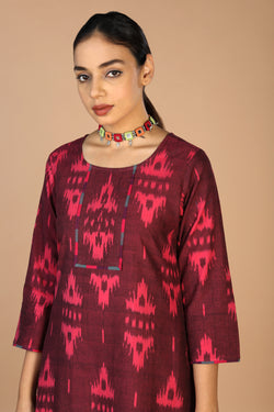 Collection of Pochampally Ikat kurti in a gallery layout