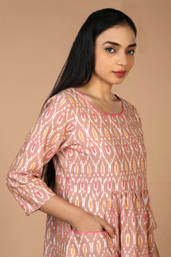 Image of Hand embroidered cotton Pochampally Ikat dress