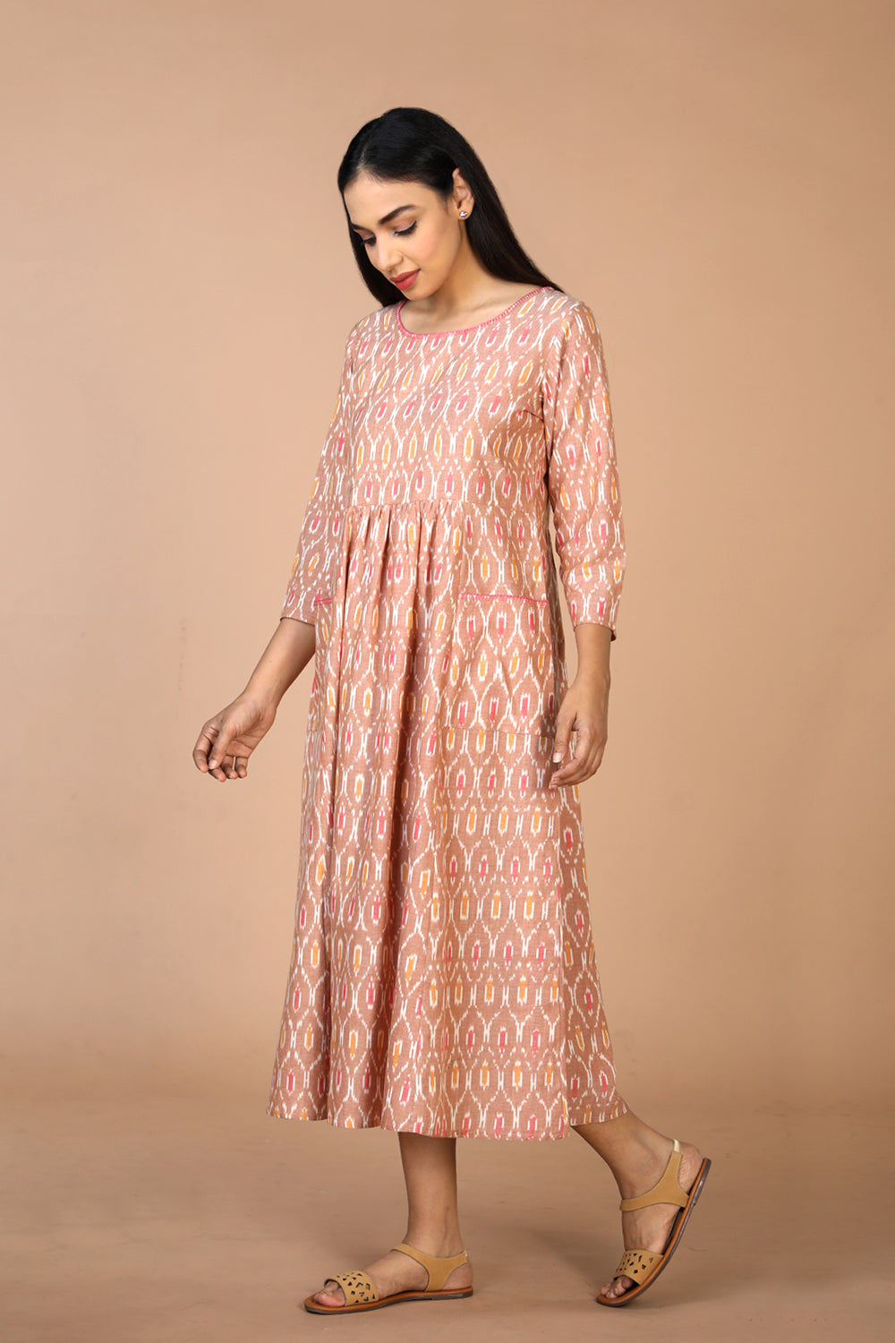 Collection of Hand embroidered cotton Pochampally Ikat dress in a gallery layout