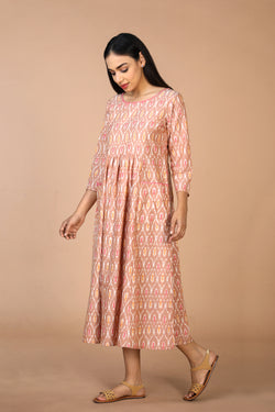 Image of Hand embroidered cotton Pochampally Ikat dress