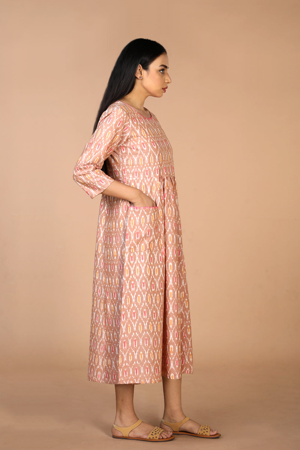 Hand embroidered cotton Pochampally Ikat dress