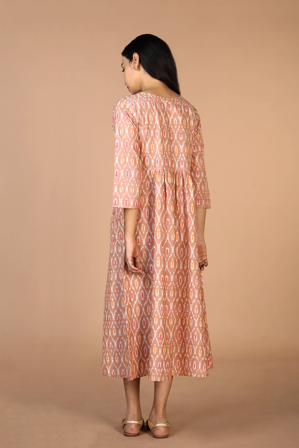 Hand embroidered cotton Pochampally Ikat dress