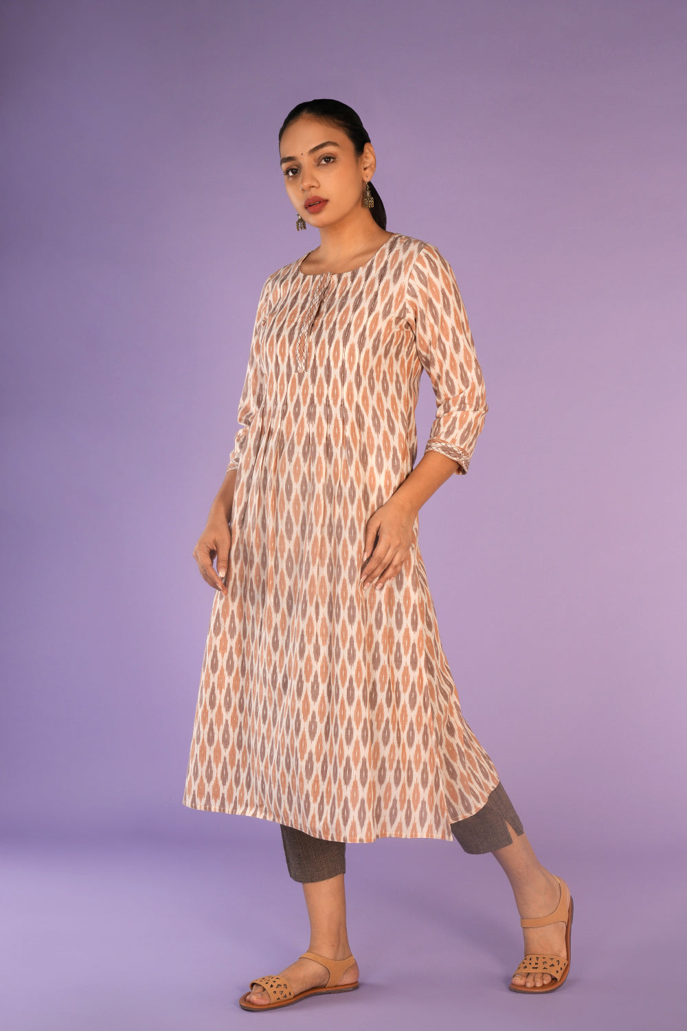 Image of Off white Pochampally Ikat kurti