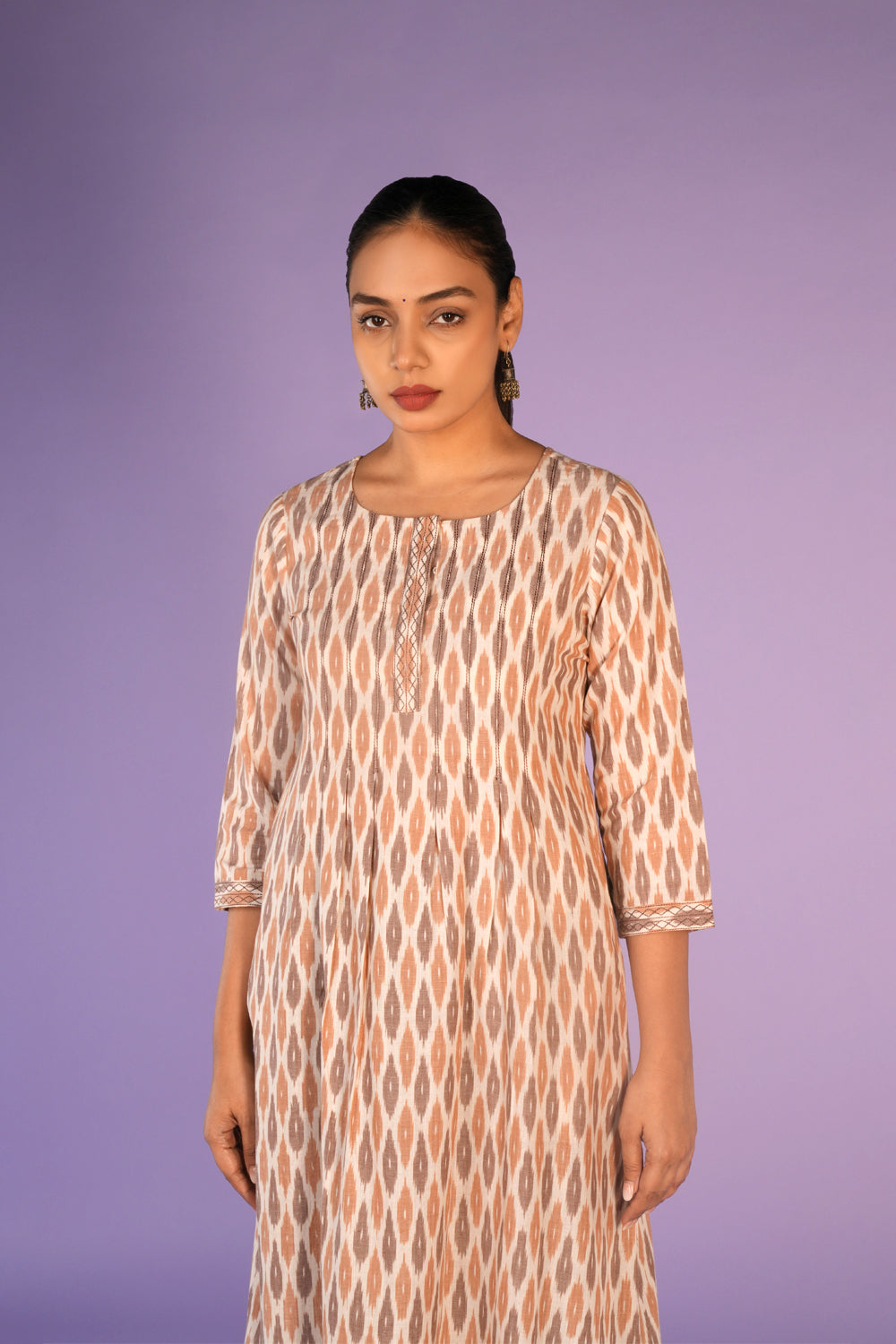 Image of Off white Pochampally Ikat kurti