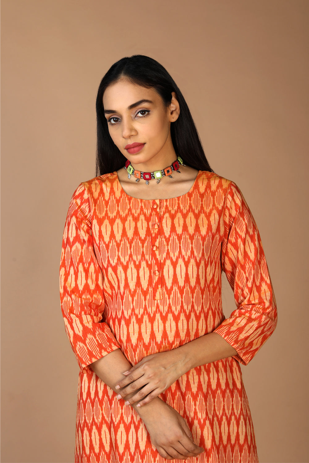 Collection of Cotton Ikat kurti in a gallery layout