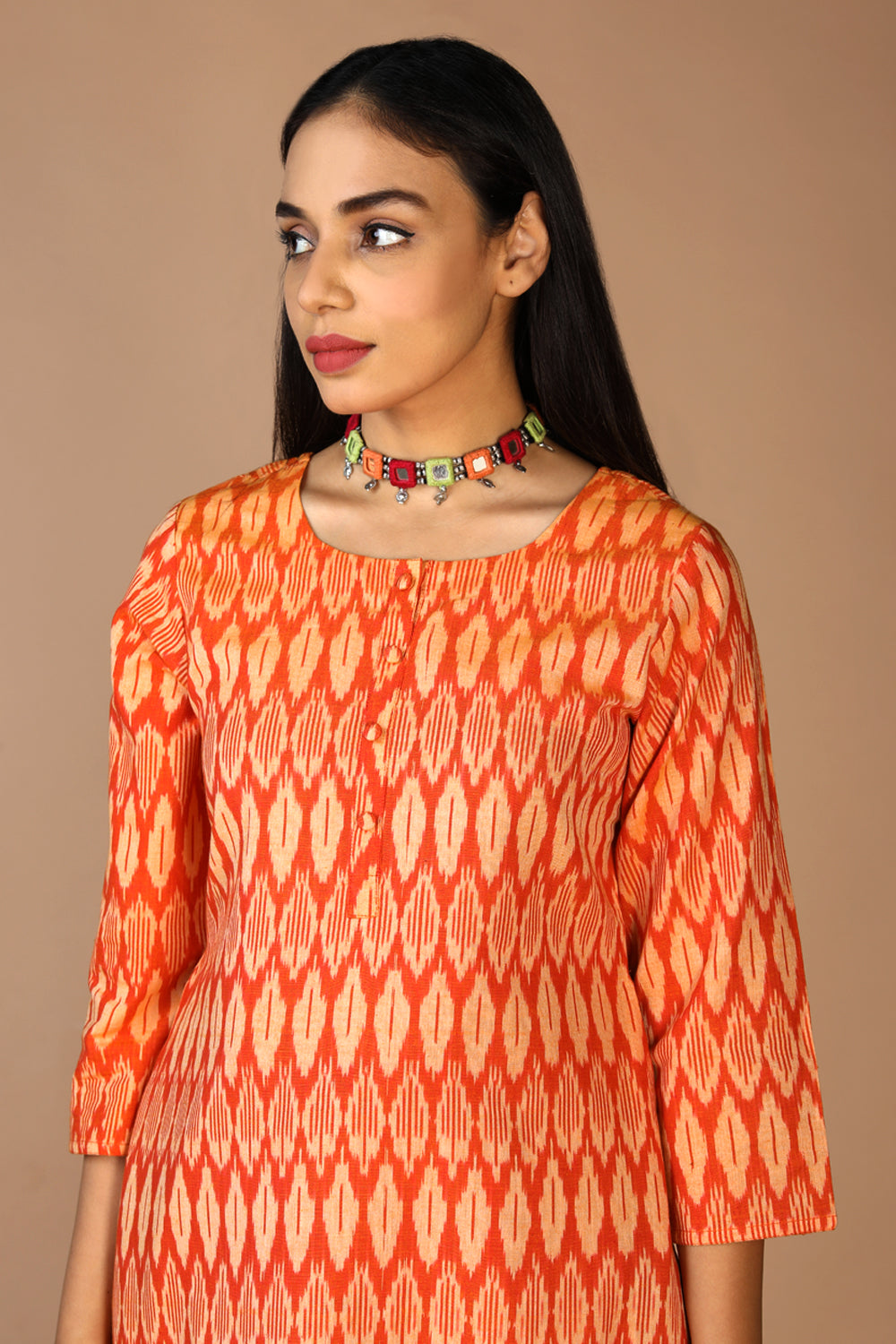 Collection of Cotton Ikat kurti in a gallery layout