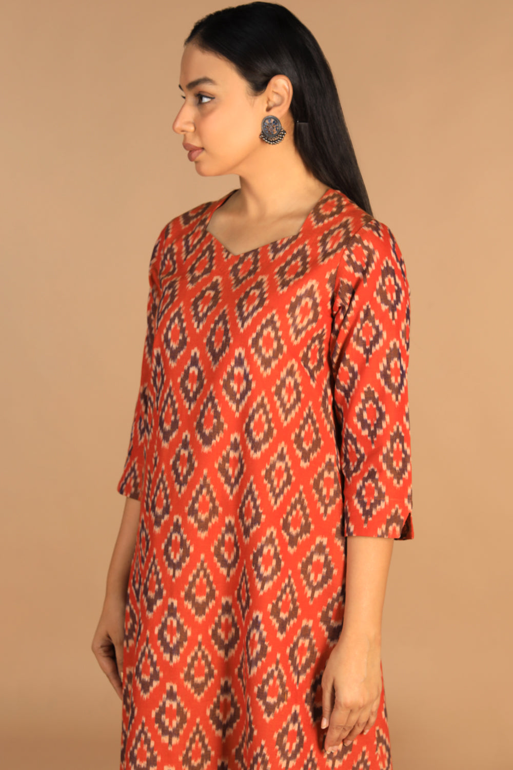 Collection of Cotton Ikat kurti in a gallery layout