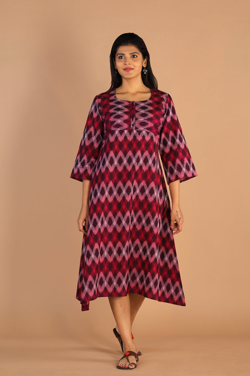 Collection of Cotton Pochampally Ikat kurti in a gallery layout