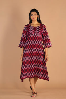 Collection of Cotton Pochampally Ikat kurti in a gallery layout