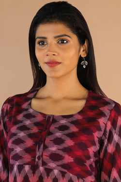 Collection of Cotton Pochampally Ikat kurti in a gallery layout