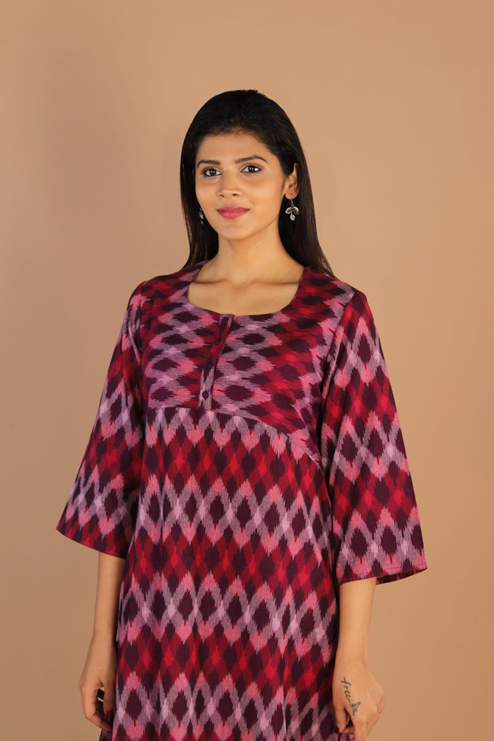 Collection of Cotton Pochampally Ikat kurti in a gallery layout