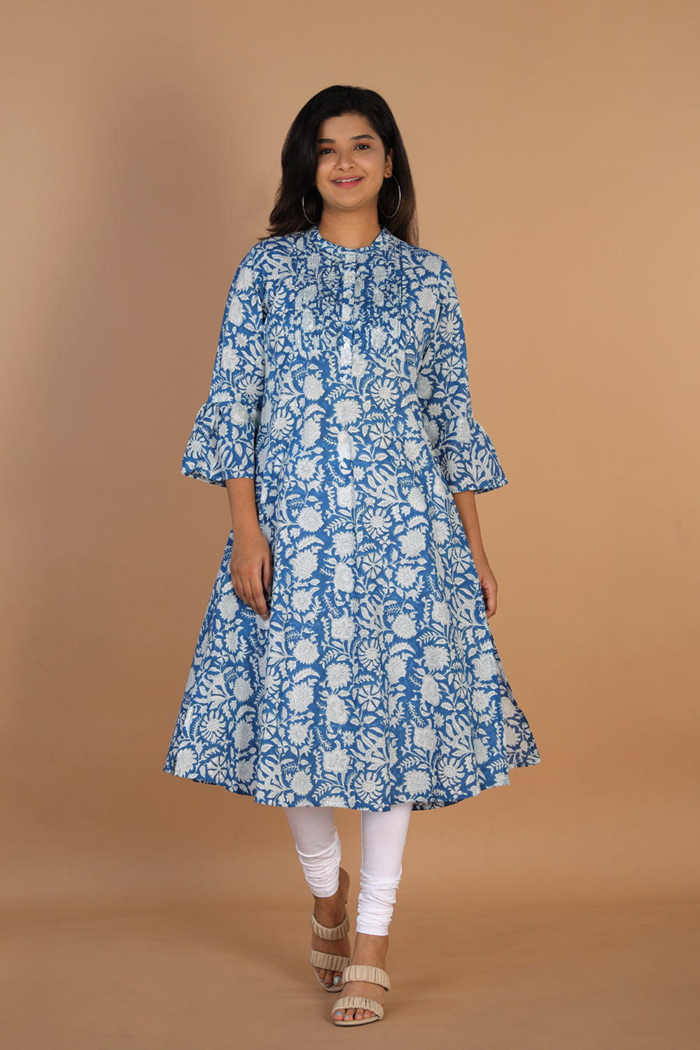 Collection of Floral block printed cotton kurta in a gallery layout