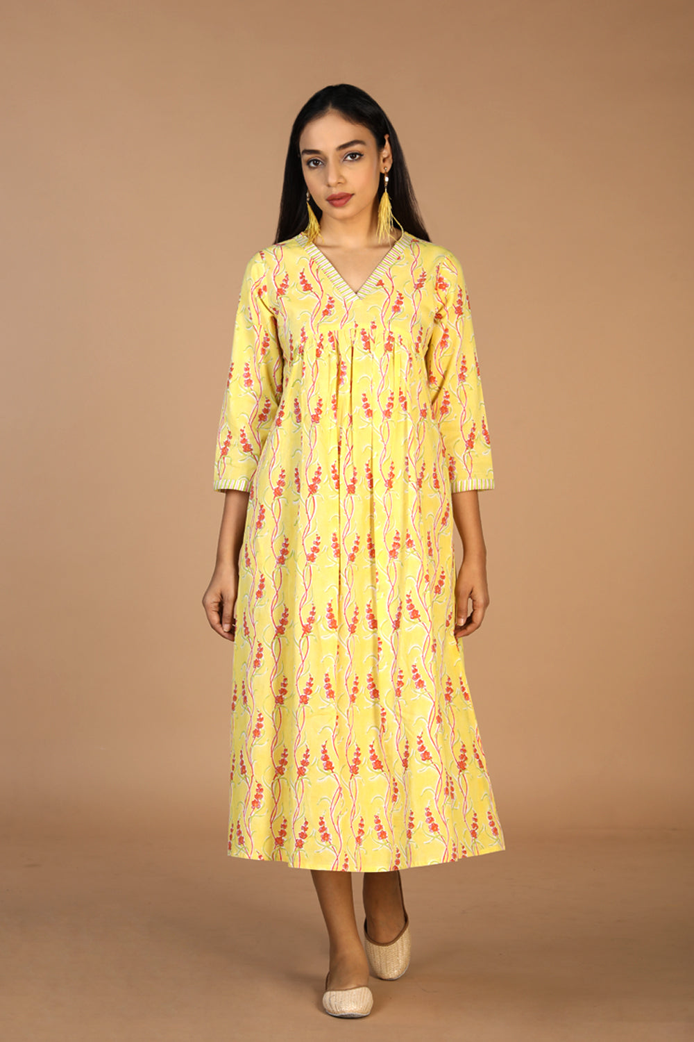 Block printed cotton dress