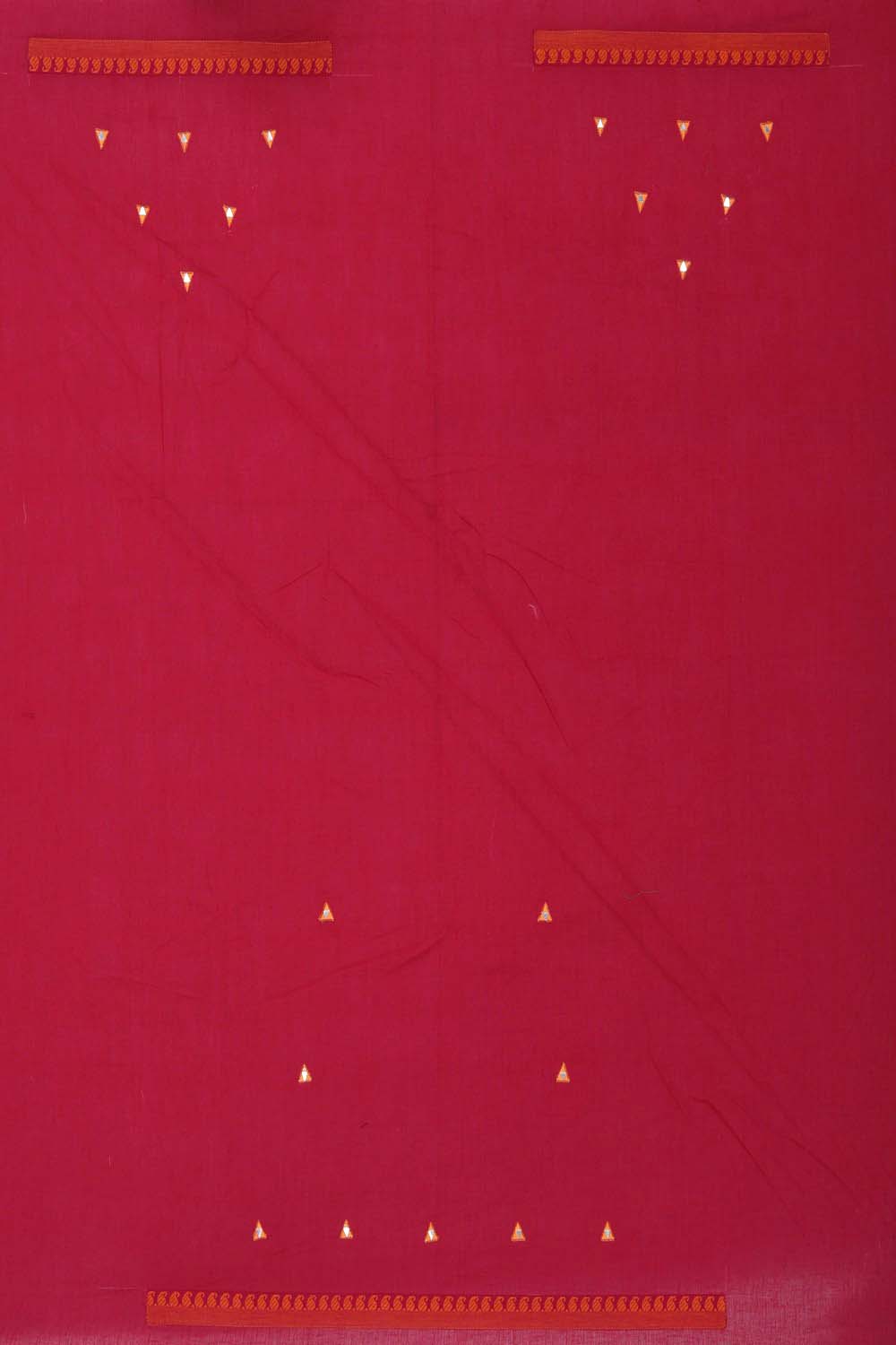 Image of Melon Orange ethnics doll floral buti hand block printed south cotton saree