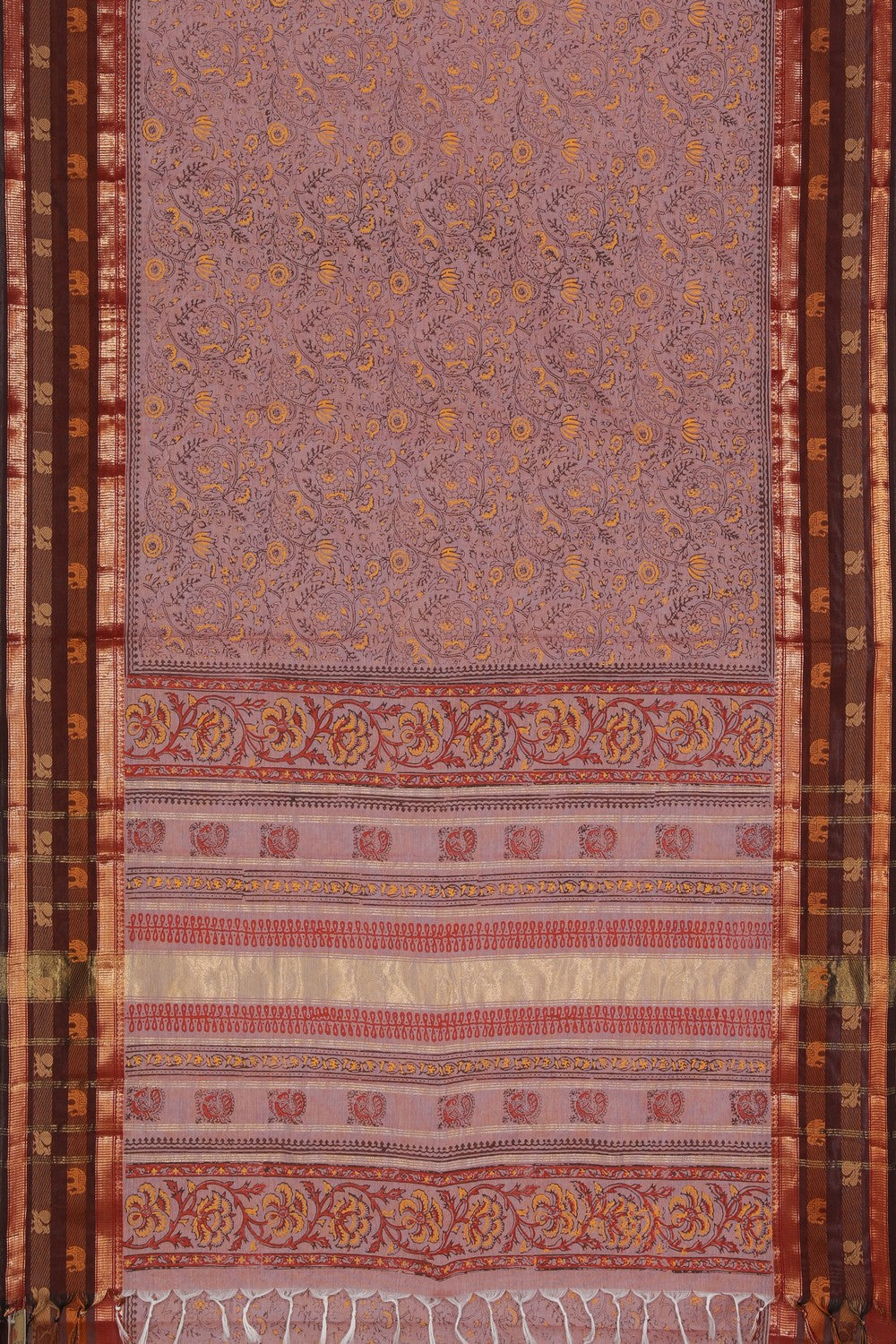 Collection of Hand block printed cotton saree in a gallery layout