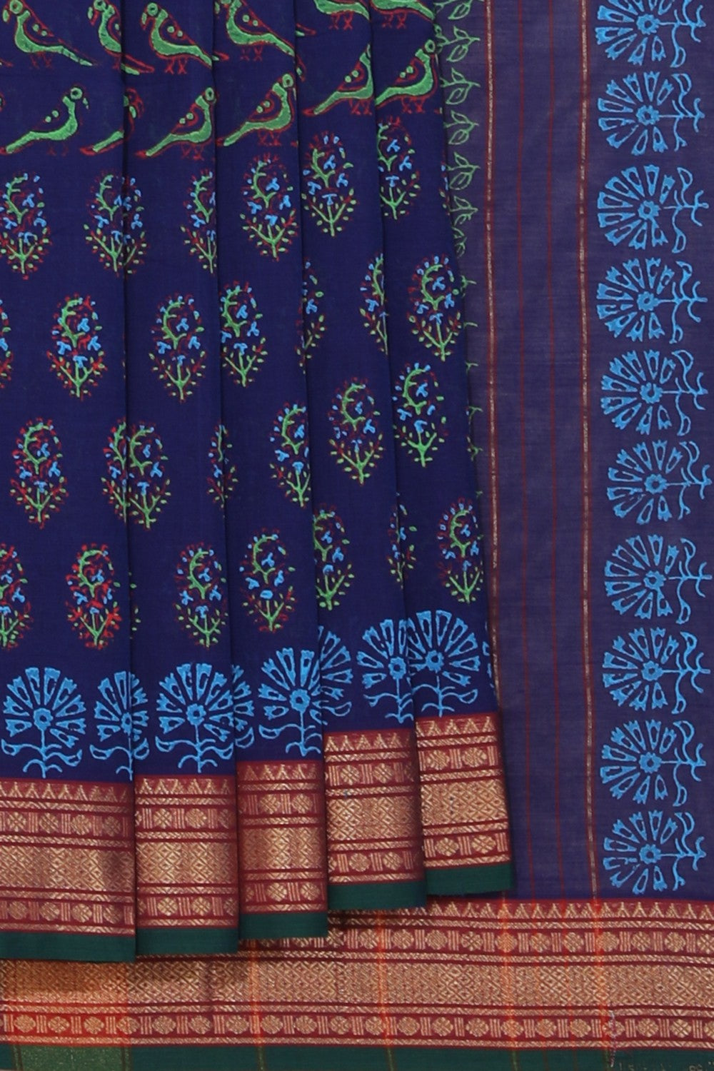 Collection of Hand block printed cotton saree in a gallery layout