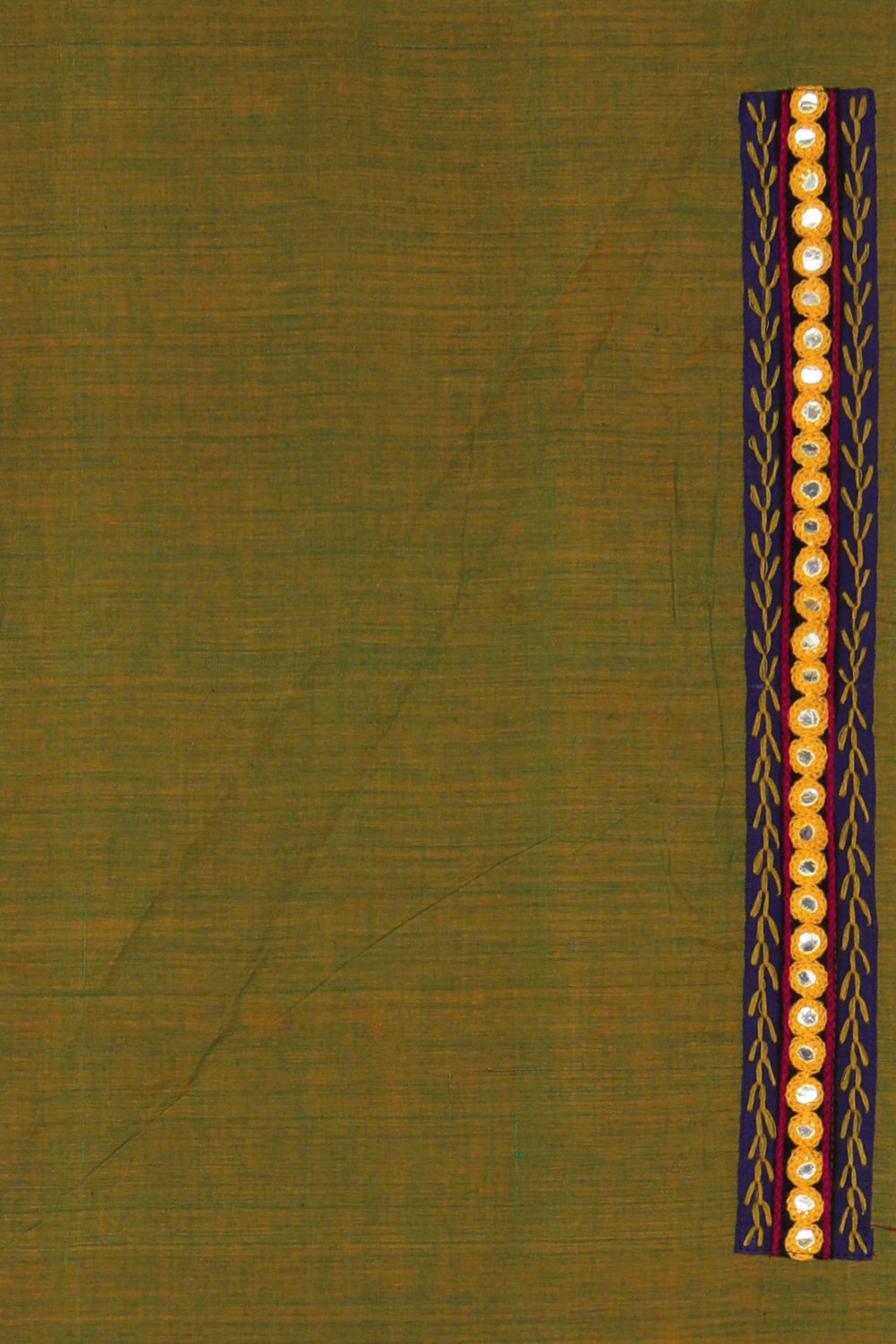 Image of Mehandi green block printed south cotton saree