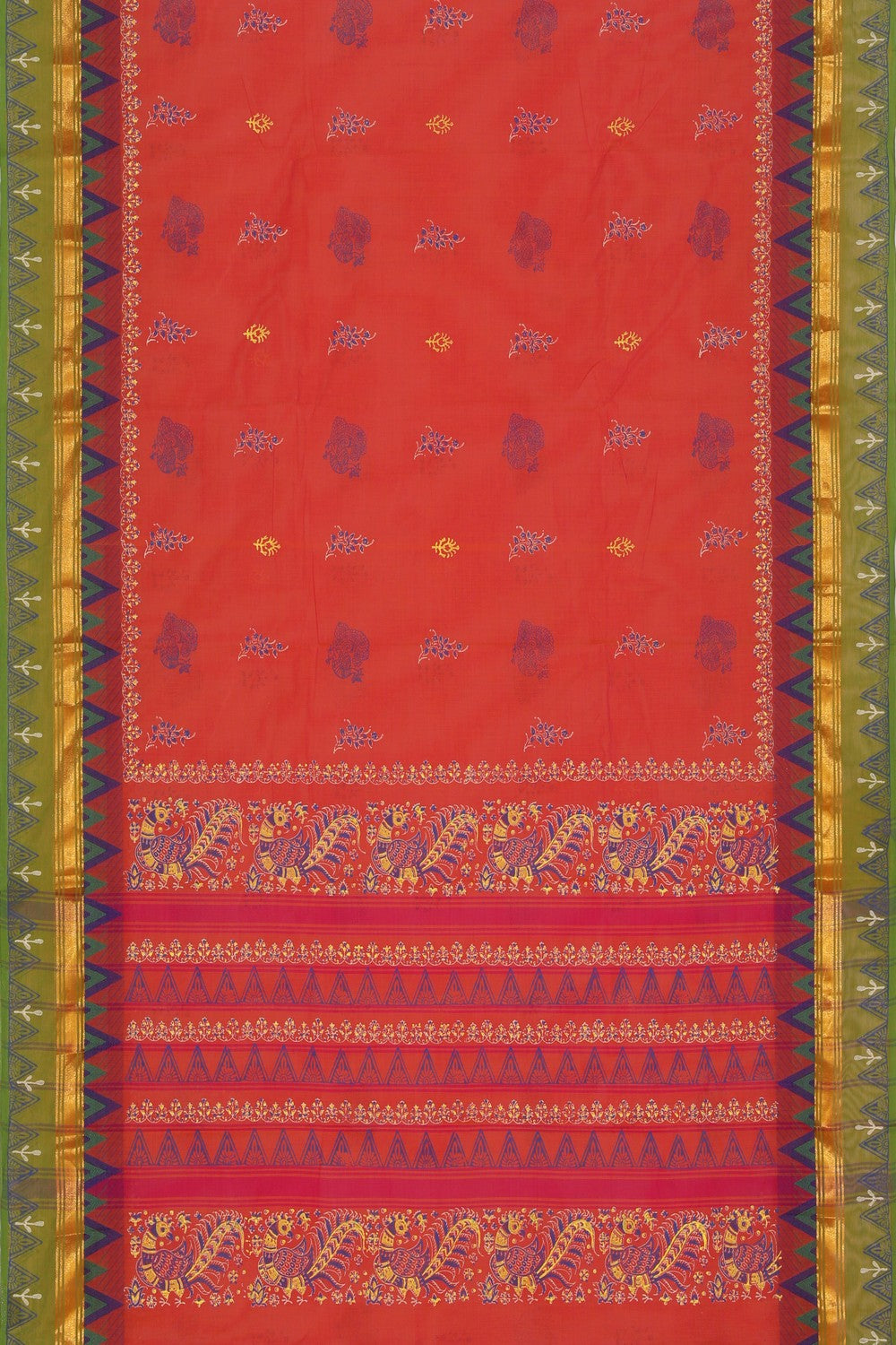 Collection of Hand block printed cotton saree in a gallery layout