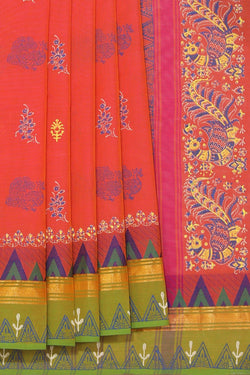 Collection of Hand block printed cotton saree in a gallery layout