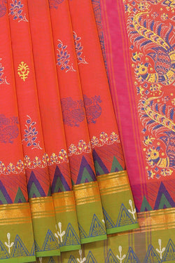 Collection of Hand block printed cotton saree in a gallery layout