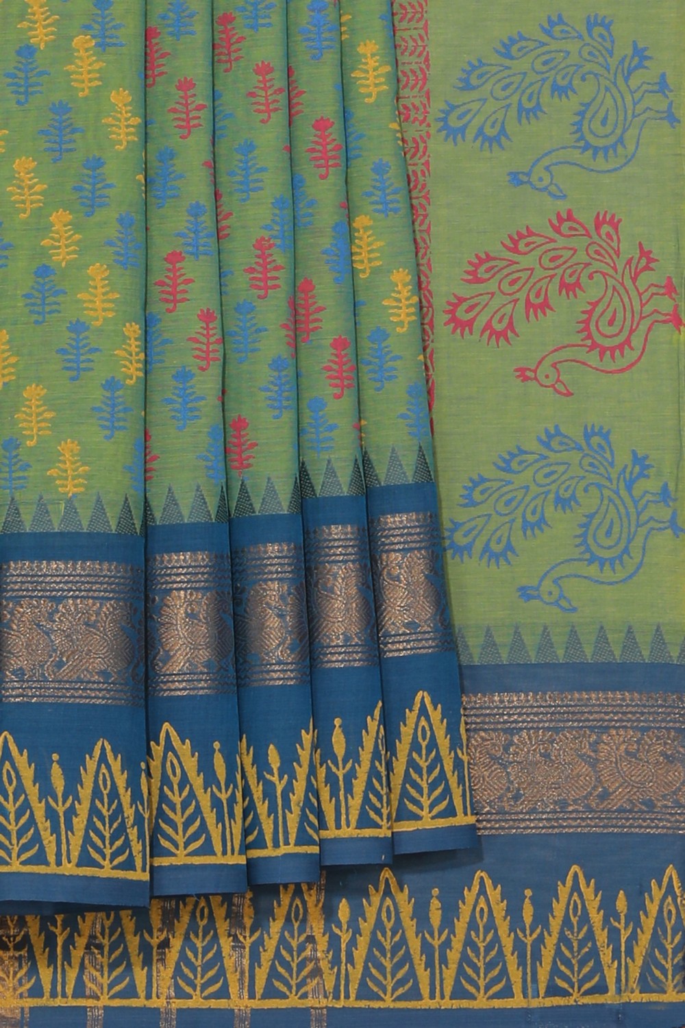 Collection of Hand block printed cotton saree in a gallery layout