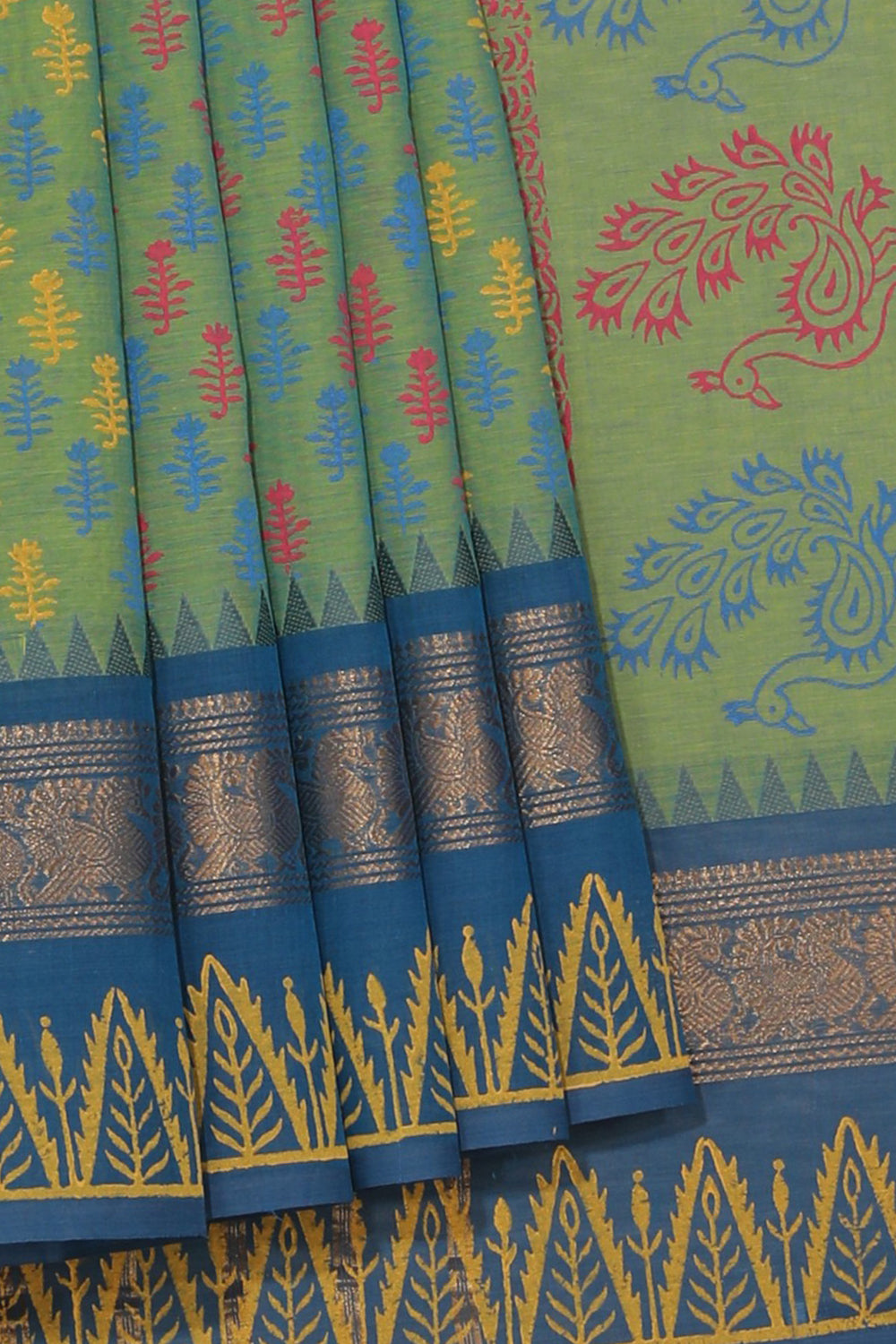 Collection of Hand block printed cotton saree in a gallery layout