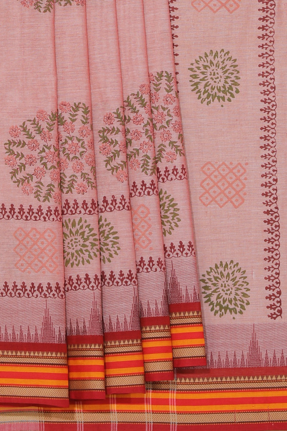 Collection of Hand block printed cotton saree in a gallery layout