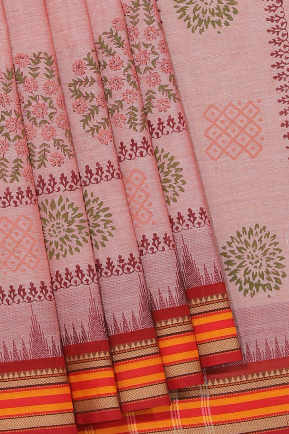 Collection of Hand block printed cotton saree in a gallery layout