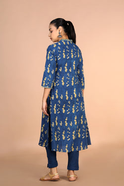 Image of Indigo blue Bagru cotton handblock printed Kurti