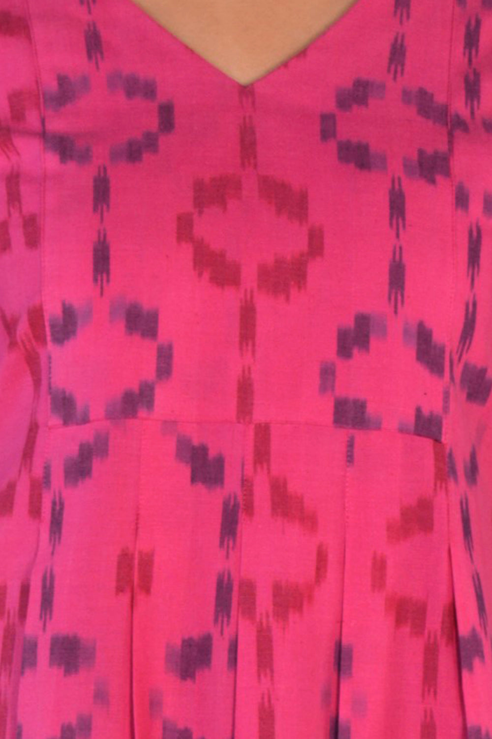 Deep Pink Cotton Pochampally Ikat Kurta