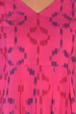 Image of Deep Pink Cotton Pochampally Ikat Kurta