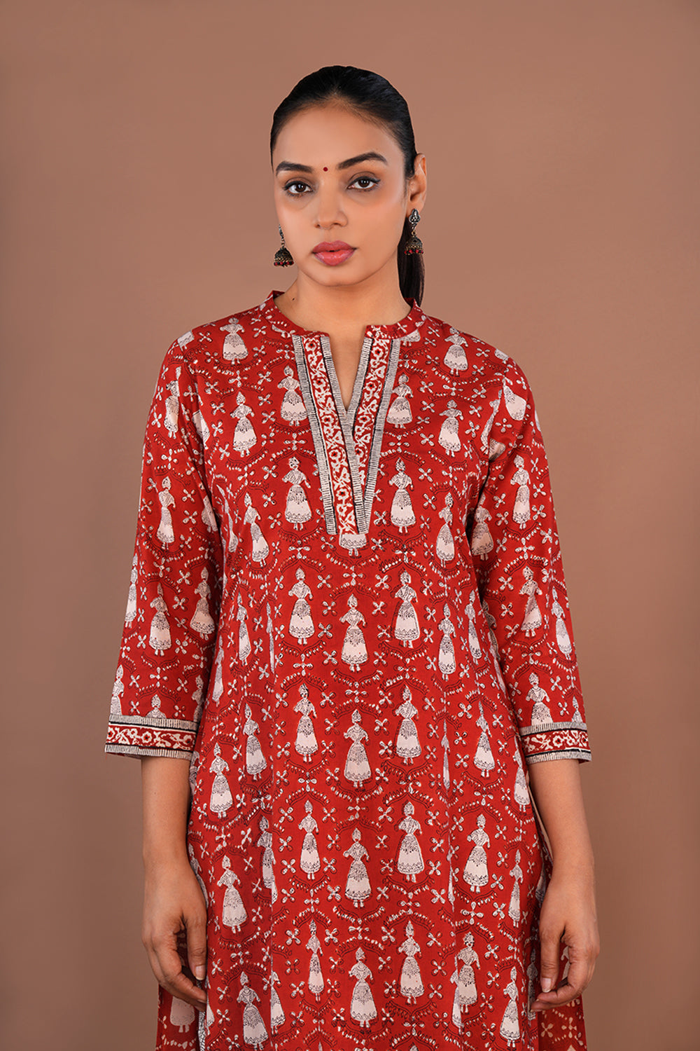 Maroon Bagru Block Printed Kurta Set