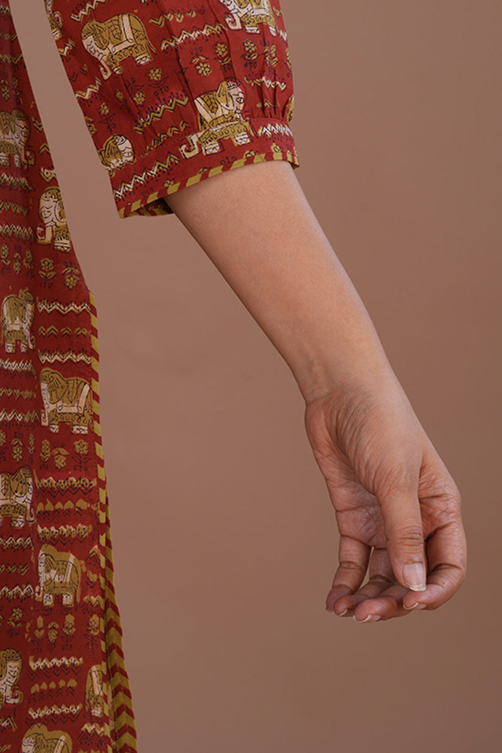 Image of Brick Red Bagru Block Printed cotton Set