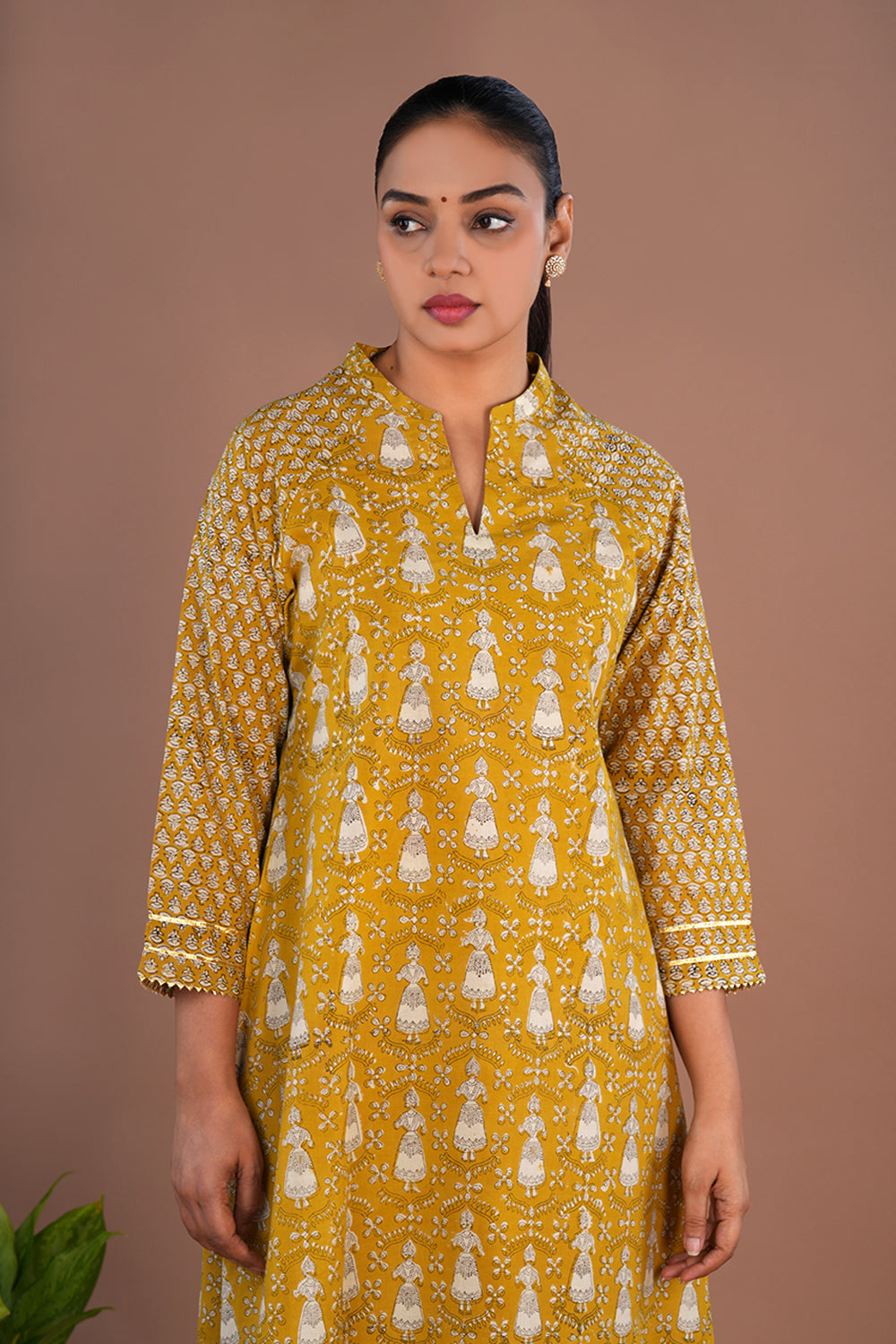 Mustard Yellow Bagru Block Printed Kurta Set