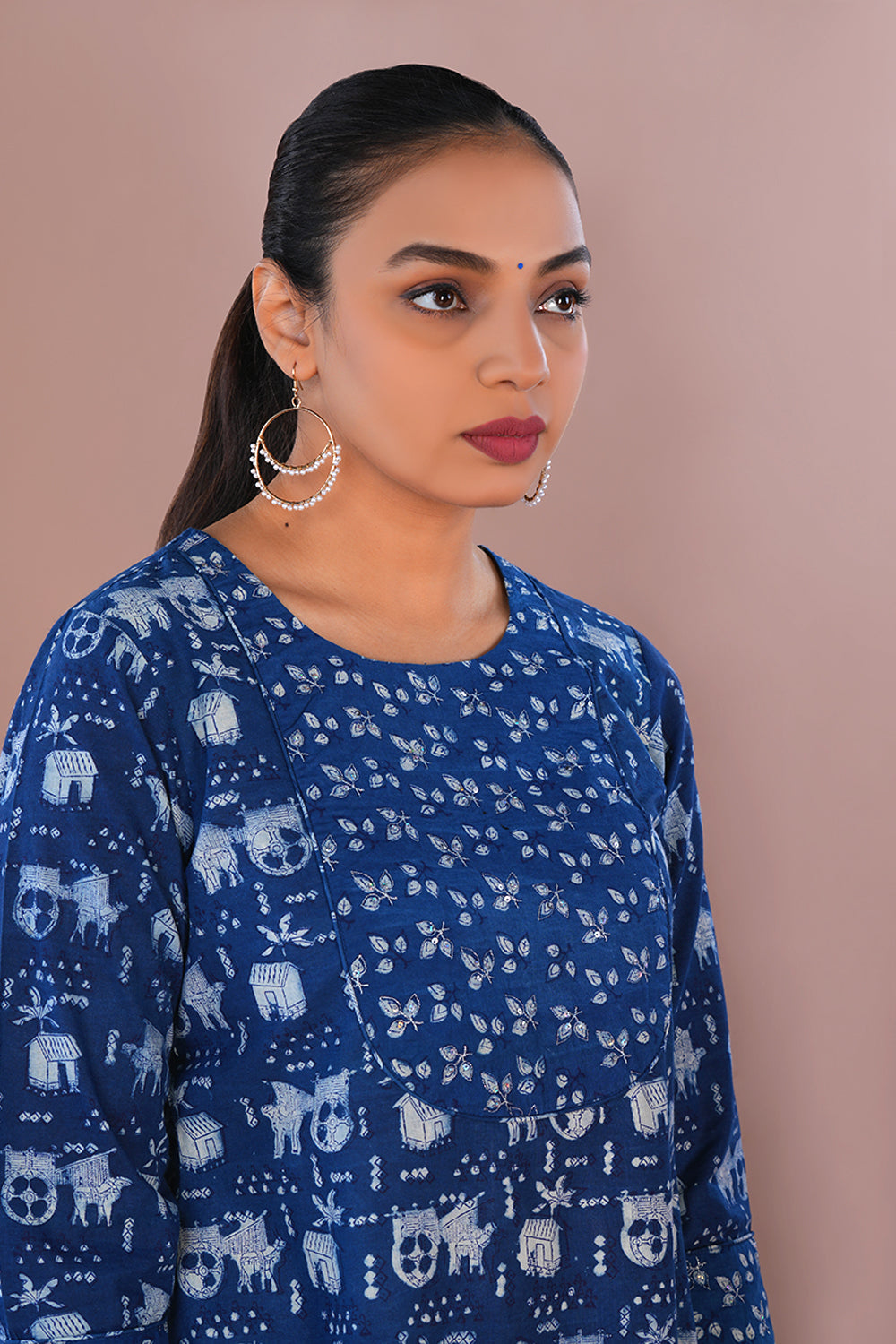 Image of Indigo Blue Daboo Block Printed cotton Set