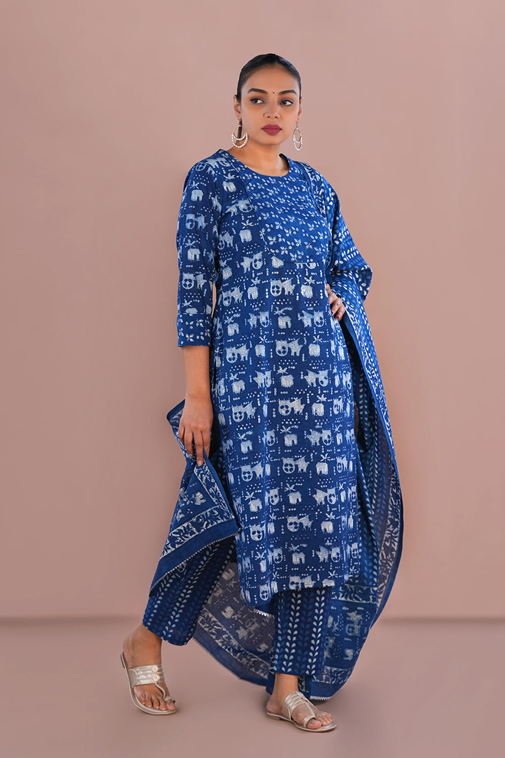 Image of Indigo Blue Daboo Block Printed cotton Set